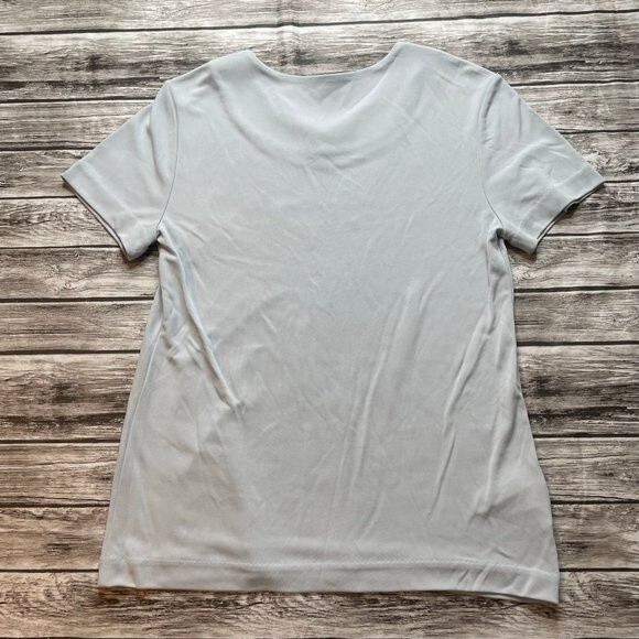 Ann Taylor Zip Zipper Shoulder Blouse Shirt Top Light Pale Blue S SM Small Basic - Picture 4 of 11